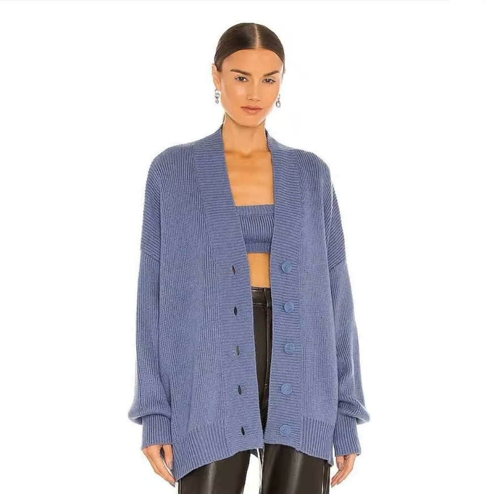 Women’s Oversized Sweater Cardigan in Stonewash WEWOREWHAT - Small